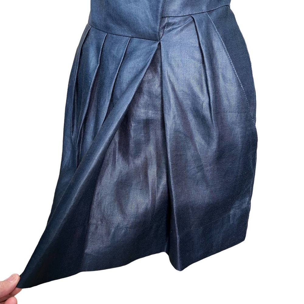 Robert Rodriguez Women’s Navy Mini Skirt with Unique Front Pleat Apx Size 6 - Picture 5 of 13